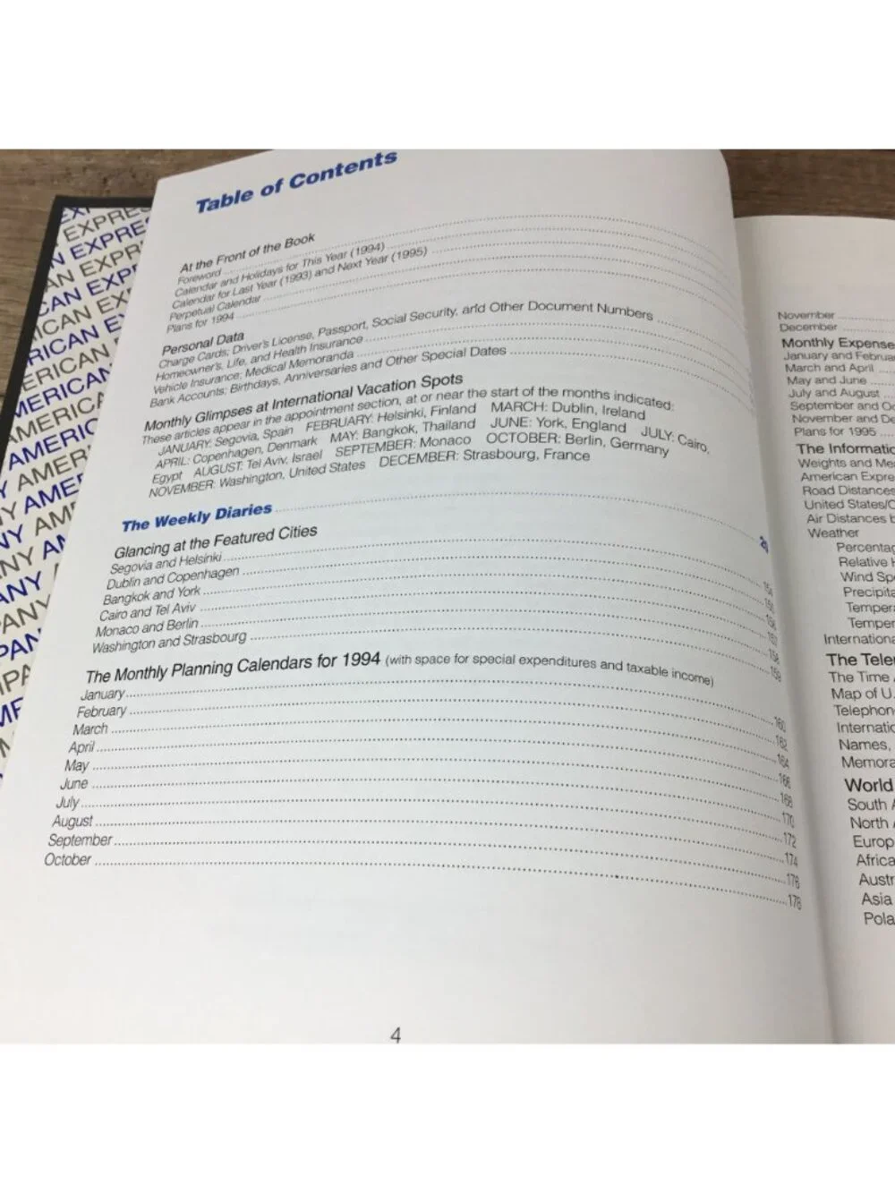 The 1994 American Express Appointment Book Hardcover With Ribbon Marker